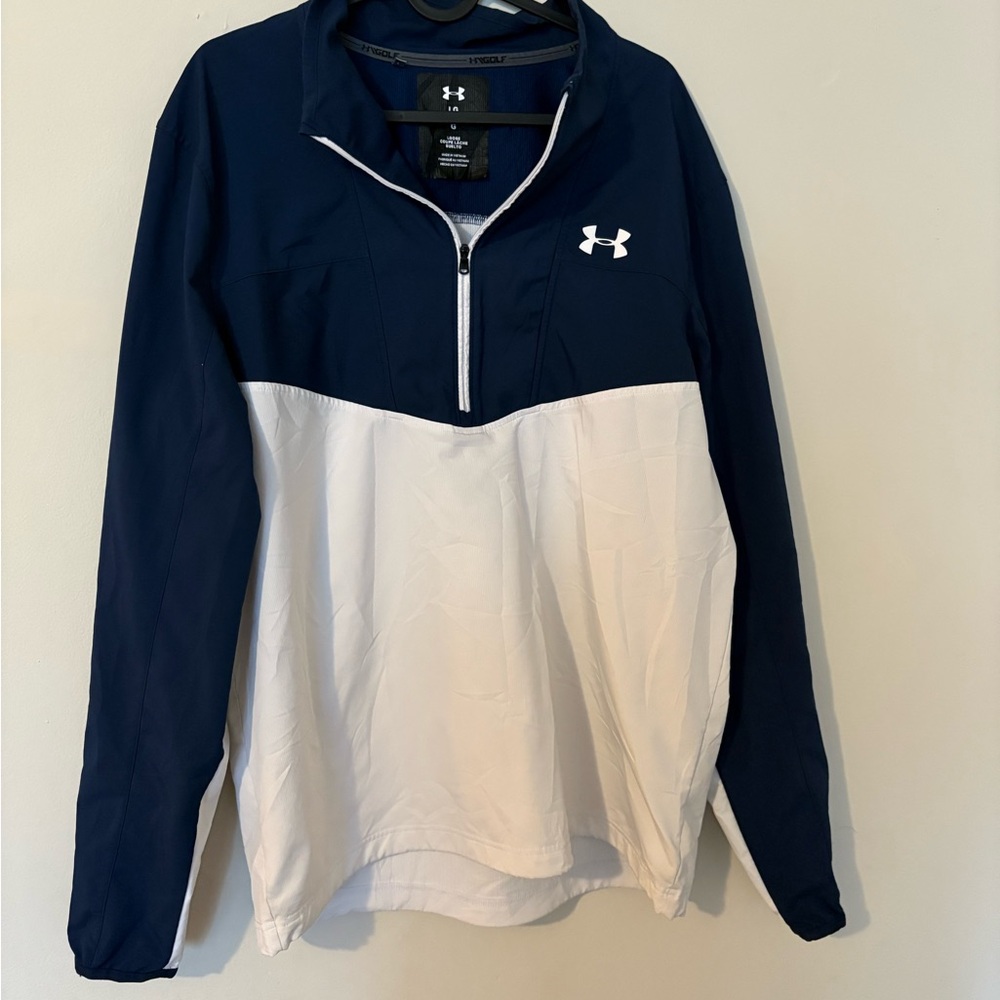 Under Armour GOLF Blue and White Half-Zip Jacket